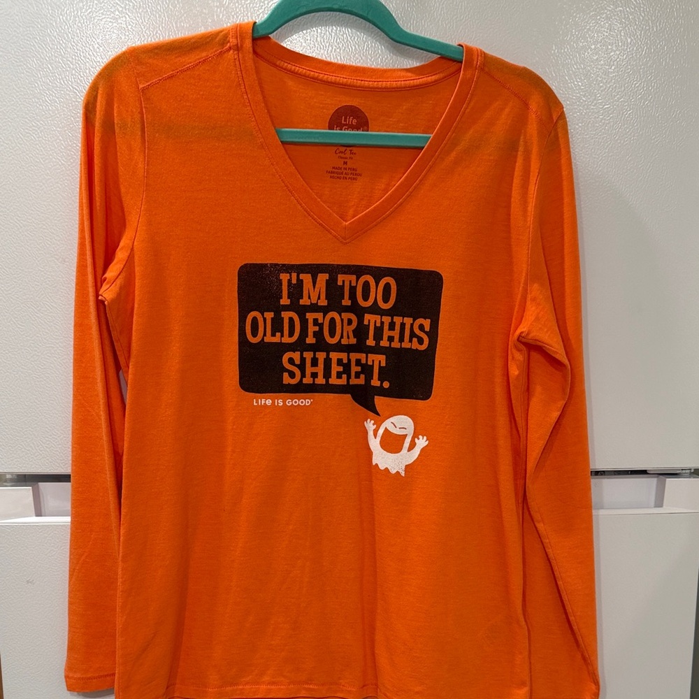 Life is Good Halloween Long Sleeve V Neck T M